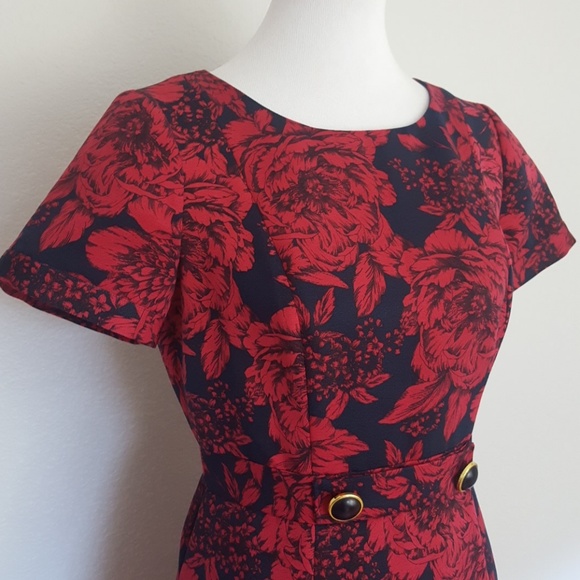 Adrianna Papell Floral Cap Sleeve Dress - Picture 2 of 4